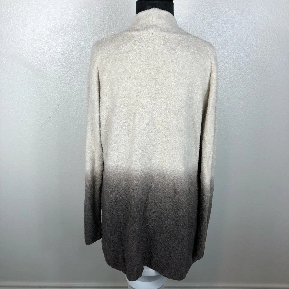 Barefoot Dreams Cardigan Gray Cream Ombré Open Front Size S/M Cozy